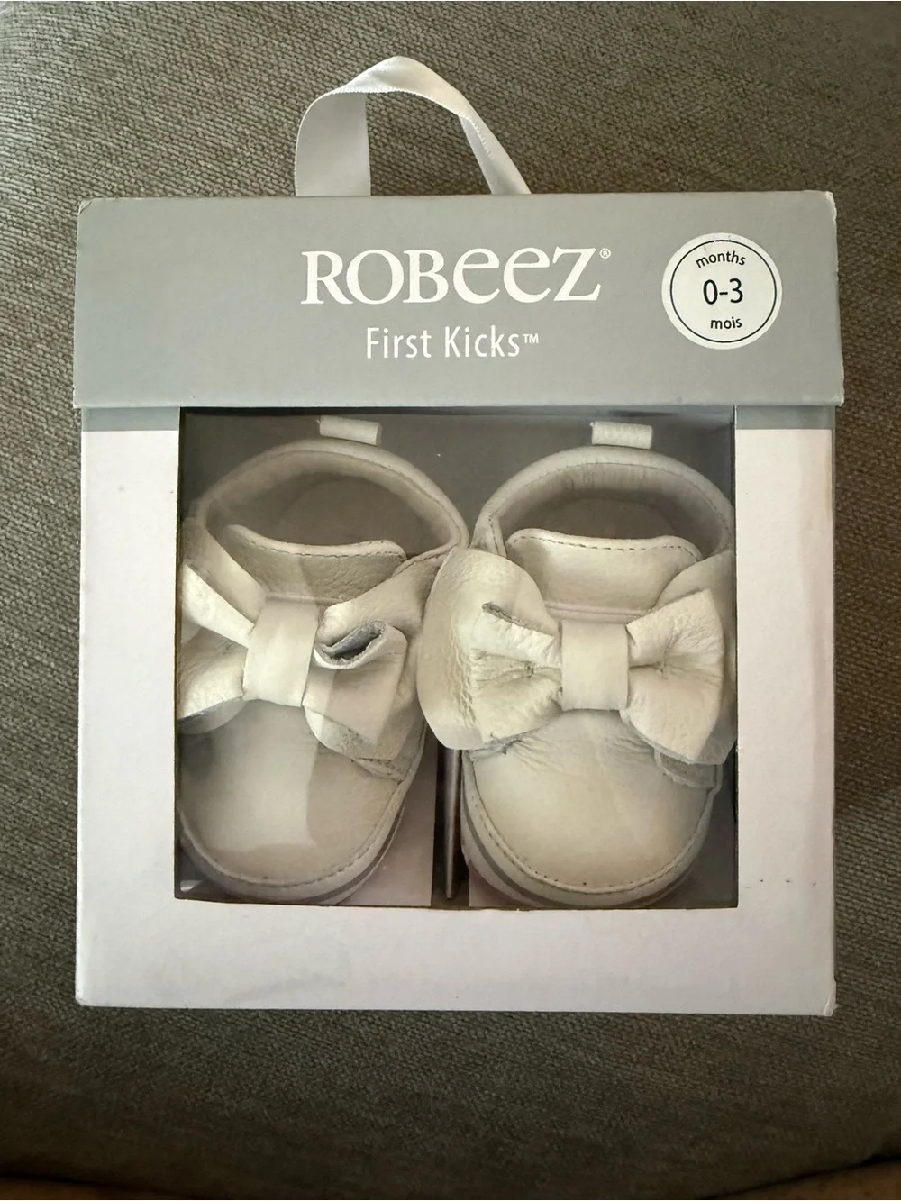 Robeez Baby Bow Soft Moccasins - White